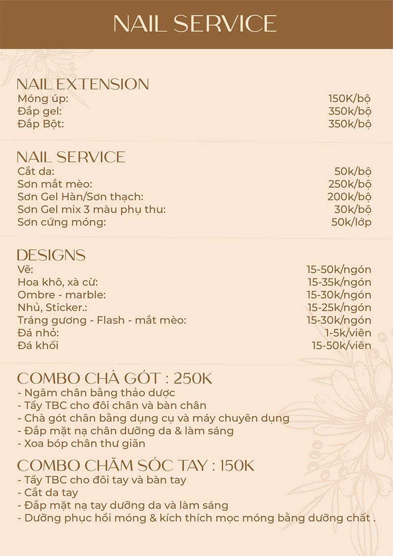 Bảng giá của Lisa Nail & Spa