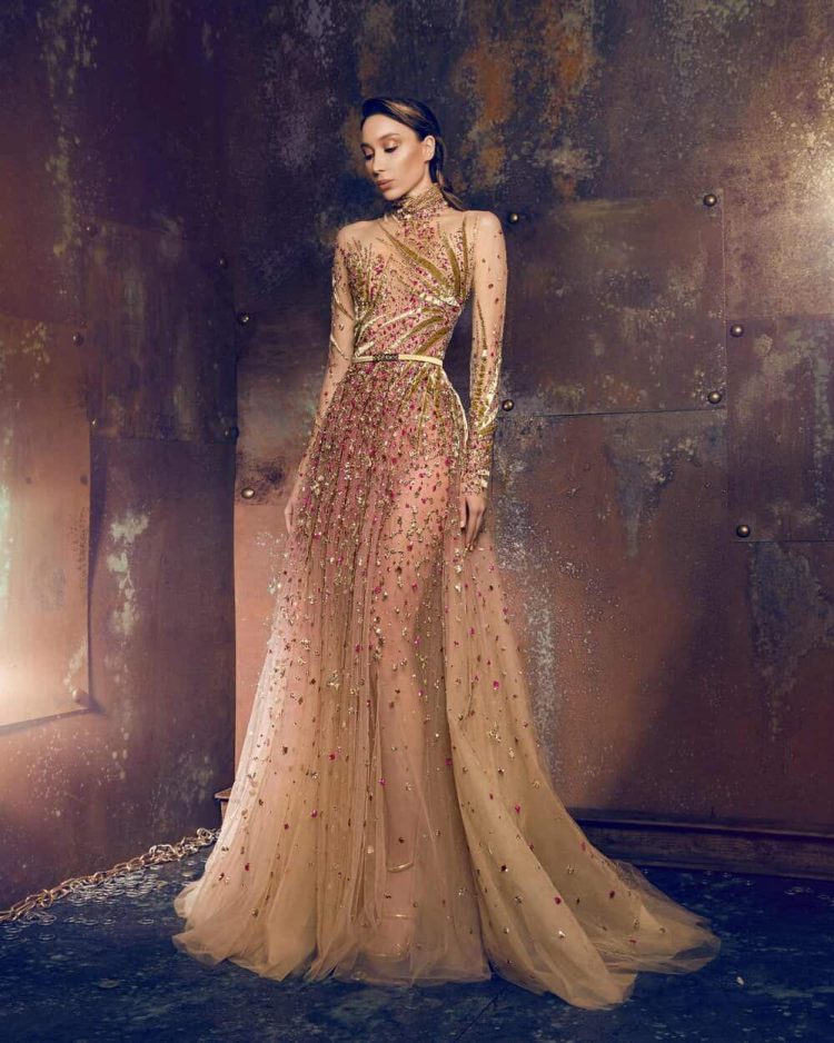 áo dài dạ hội vàng Keva Dress